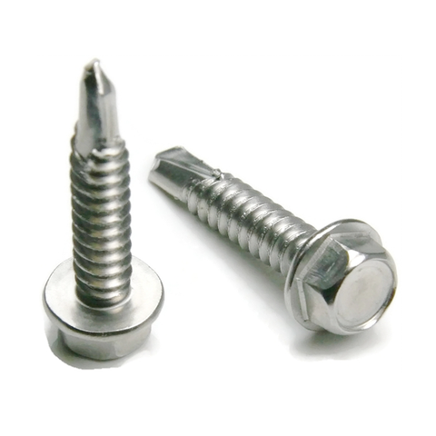 #10 x 1-1/2" Hex Washer Head Self-Drilling Screws SS 100 pack - FastenerExpert.us