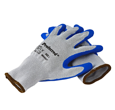 Proferred Industrial Gloves 6 pack - Blue Latex / Gray Polyester