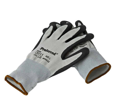 Proferred Industrial Gloves 6 pack - Black Nitrile / Gray Liner