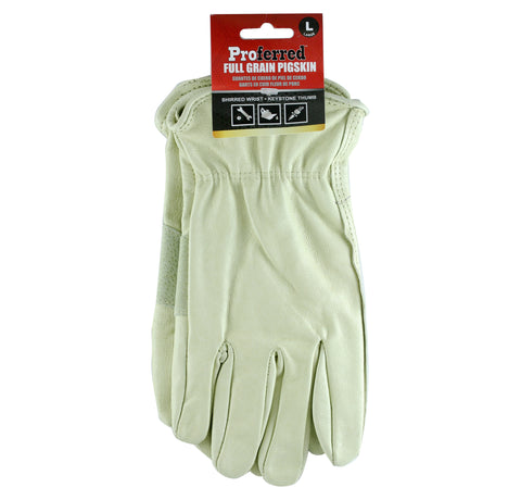 PROFERRED INDUSTRIAL GLOVES 3 pack - M PIGSKIN - FastenerExpert.us