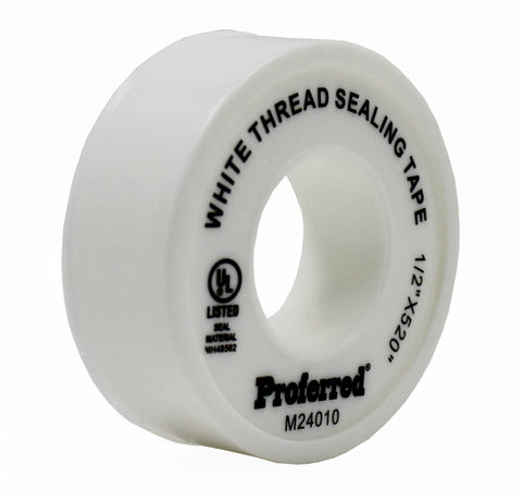 PROFERRED THREAD SEALING TAPE Case of 50 - 1/2IN X 520IN, 0.075MM (3.0MIL)  - Case of 50 - FastenerExpert.us