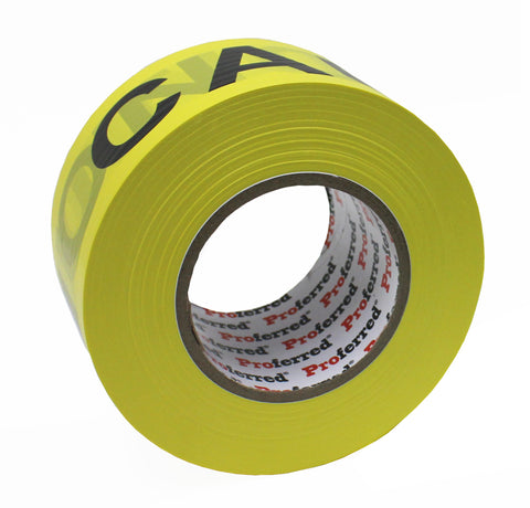 PROFERRED YELLOW / BLACK CAUTION TAPE Case of 16 - 2.8IN X 1000FT, 0.035MM (1.3MIL) CAUTION TAPE  - Case of 16 - FastenerExpert.us