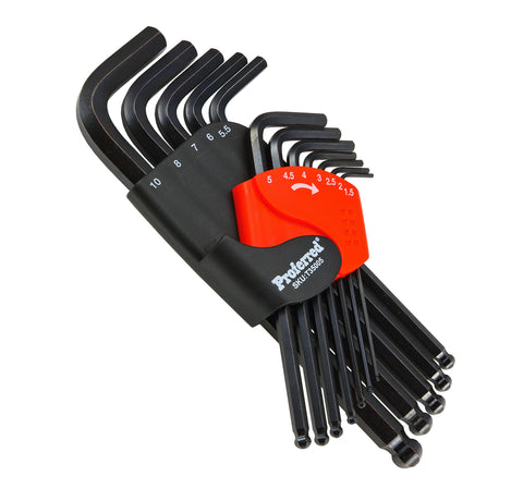 PROFERRED LONG ARM BALL POINT HEX KEY SET - 12 PIECE (METRIC 1.5MM-10MM) Metric BLACK FINISH - FastenerExpert.us