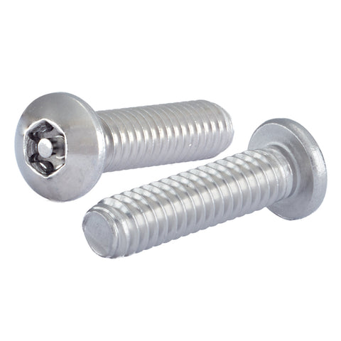 10-24 x 5/8 Stainless Steel Tamperproof 6 Lobe Pin-In Button Head Machine Screw - Box of 250